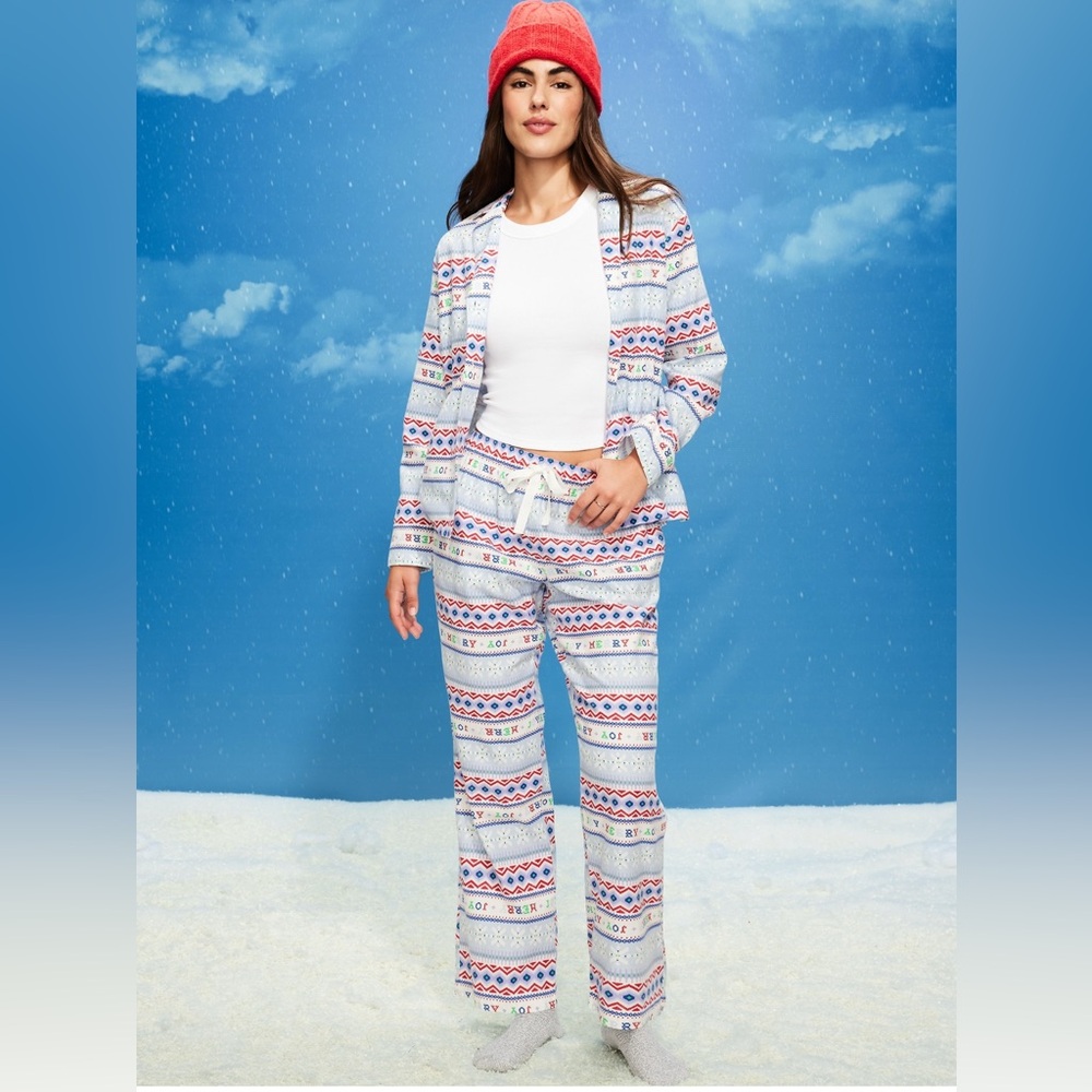 🆕 2PC Set Old Navy Women’s Printed Flannel Pajama PJ Sleep Set Medium 8-10